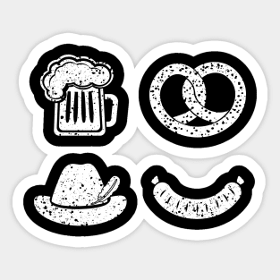 Symbols of Oktoberfest: Bavarian Beer Pretzel Hat Sausage Sticker